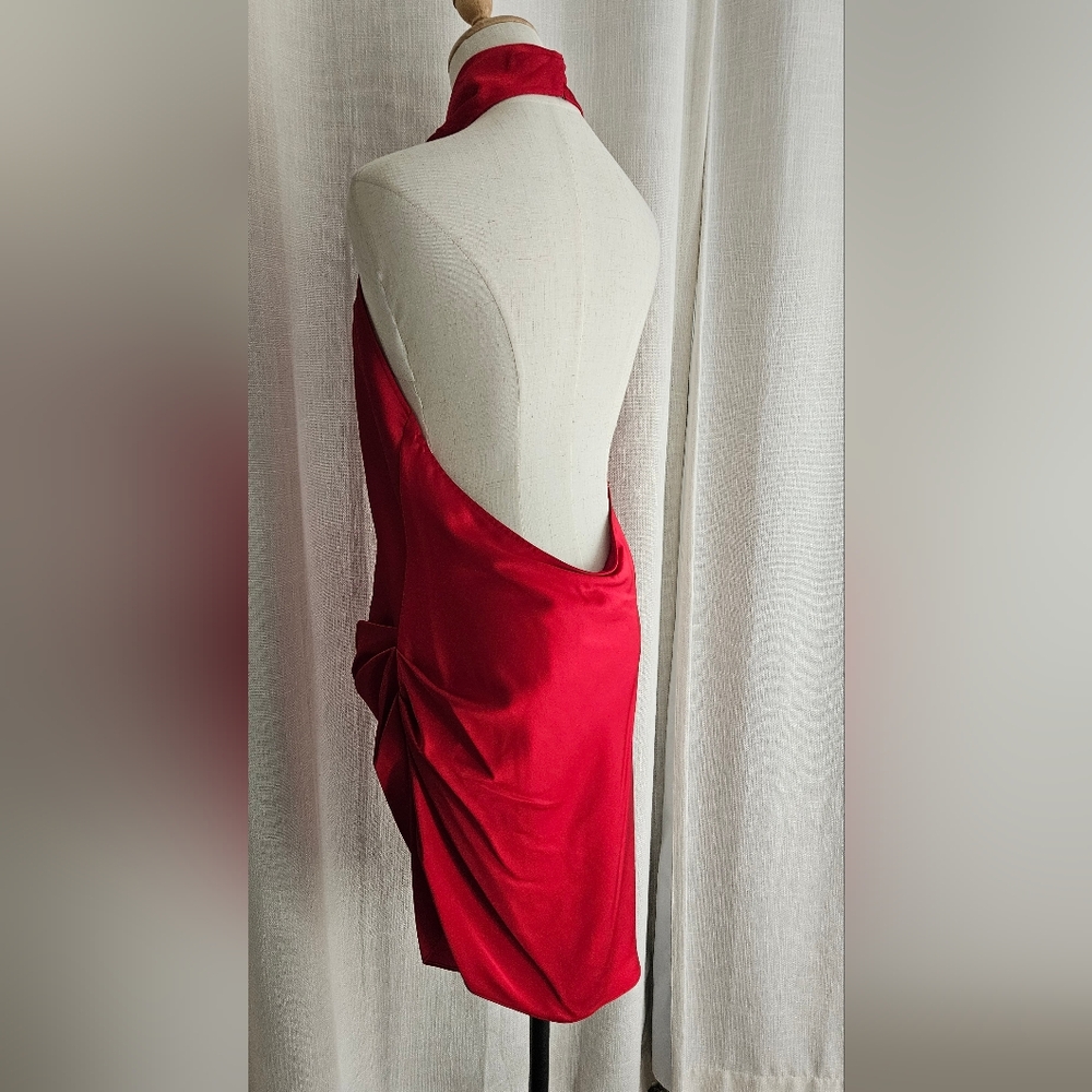 Gianni Bini Peyton Satin Mini Sheath Dress: Color- Cherry - Picture 5 of 12